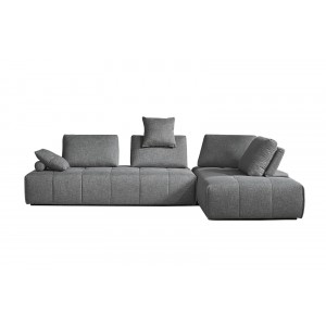 Canapé d'angle modulable gauche ou  droit tissu gris confortable - dossiers amovibles - salon lit méridienne - SUDOKU