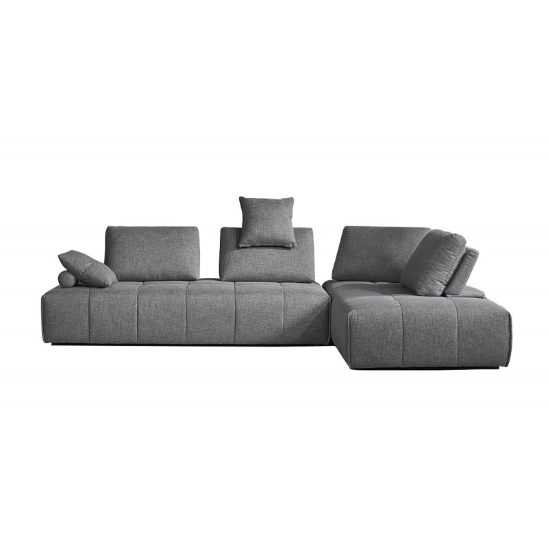Canapé d'angle modulable gauche ou  droit tissu gris confortable - dossiers amovibles - salon lit méridienne - SUDOKU