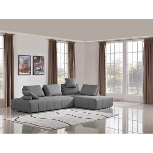 Canapé d'angle modulable gauche ou  droit tissu gris confortable - dossiers amovibles - salon lit méridienne - SUDOKU