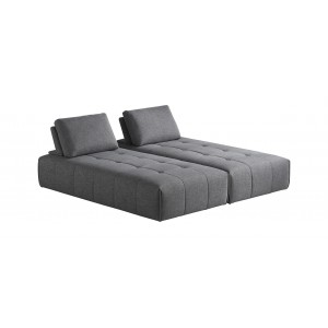 Canapé d'angle modulable gauche ou  droit tissu gris confortable - dossiers amovibles - salon lit méridienne - SUDOKU