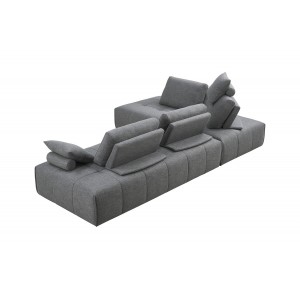 Canapé d'angle modulable gauche ou  droit tissu gris confortable - dossiers amovibles - salon lit méridienne - SUDOKU