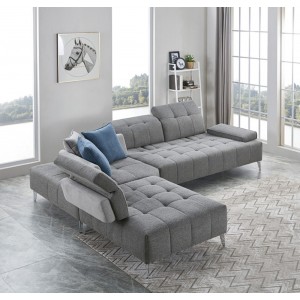 Canapé d'angle gauche tissu gris confortable - dossiers réglables - profondeur modulable - DIAMANT