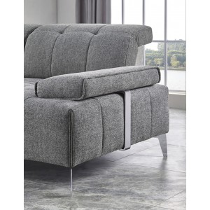 Canapé d'angle gauche tissu gris confortable - dossiers réglables - profondeur modulable - DIAMANT