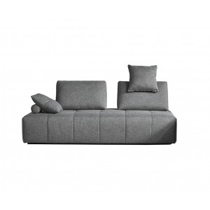 Canapé 3 places modulable tissu gris confortable - dossiers amovibles - salon méridienne - SUDOKU