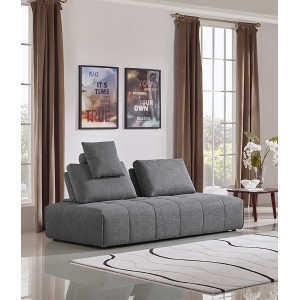 Canapé 3 places modulable tissu gris confortable - dossiers amovibles - salon méridienne - SUDOKU