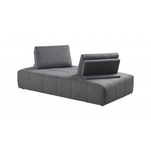 Canapé 3 places modulable tissu gris confortable - dossiers amovibles - salon méridienne - SUDOKU