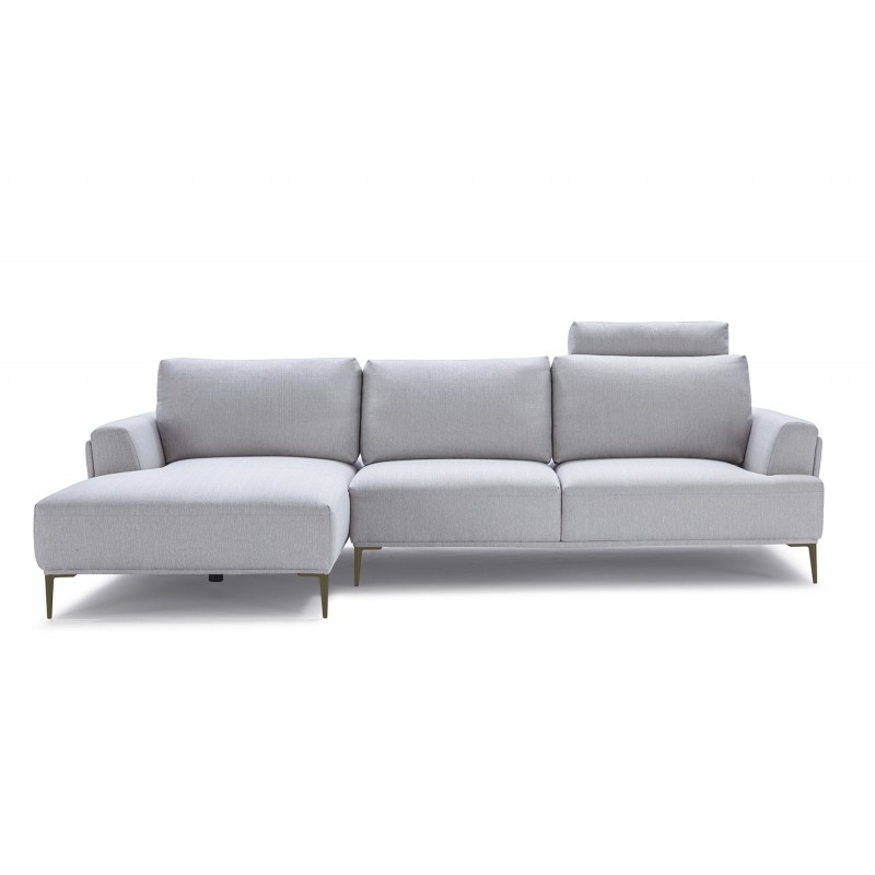Canapé d'angle gauche tissu gris clair modulable -  dossiers mobiles - ALIX