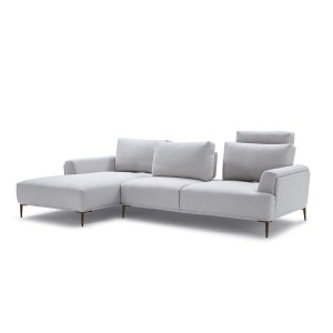 Canapé d'angle gauche tissu gris clair modulable -  dossiers mobiles - ALIX