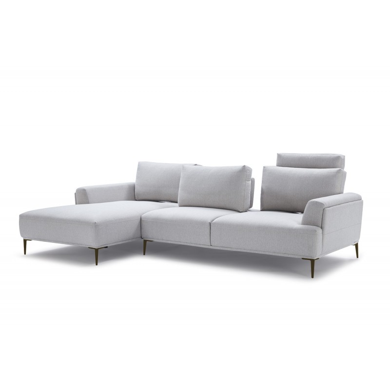 Canapé d'angle gauche tissu gris clair modulable -  dossiers mobiles - ALIX