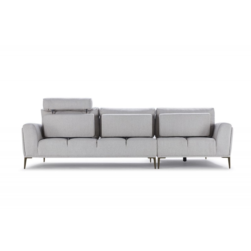 Canapé d'angle gauche tissu gris clair modulable -  dossiers mobiles - ALIX