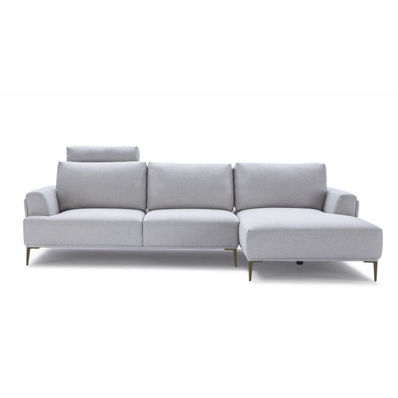 Canapé d'angle droit tissu gris clair modulable -  dossiers mobiles - ALIX