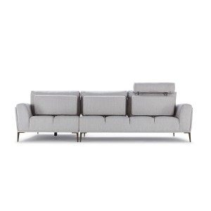 Canapé d'angle droit tissu gris clair modulable -  dossiers mobiles - ALIX