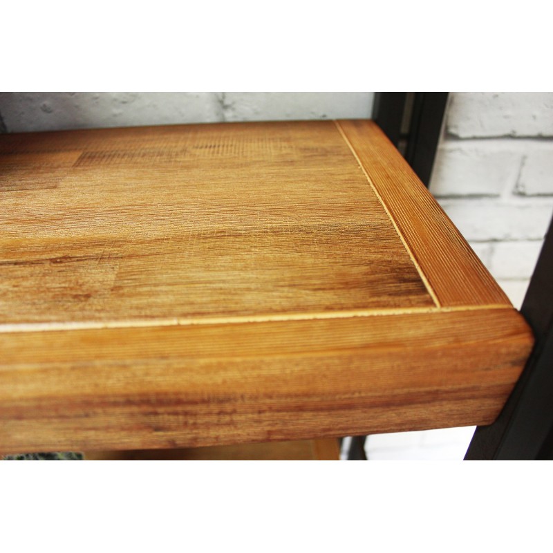 Etagère bibliothèque inclinée style industriel 5 plateaux 1 tiroir - bois massif acacia et métal - WORKSHOP