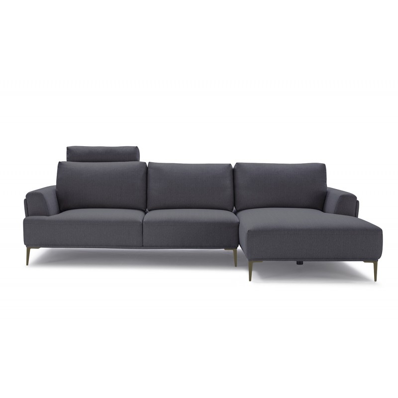 Canapé d'angle droit tissu gris anthracite - dossiers mobiles - ALIX