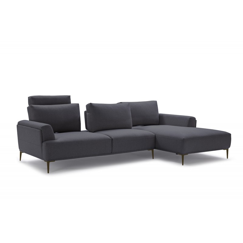 Canapé d'angle droit tissu gris anthracite - dossiers mobiles - ALIX