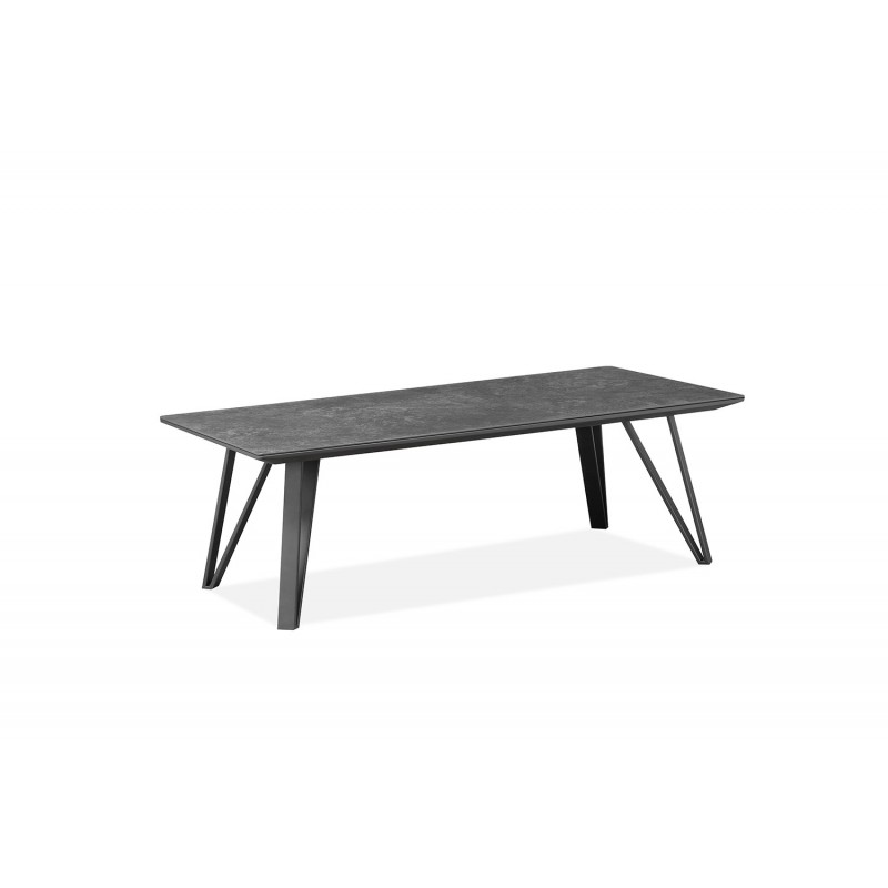 Table basse gris anthracite rectangulaire céramique et pieds métal - ONYX