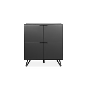 Armoirette 4 portes gris anthracite bois, céramique et pied métal - ONYX