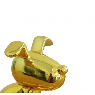 Statue chien assis avec peinture jaune métallisée H12 cm - GOLD SNOOP