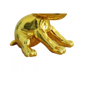 Statue chien assis avec peinture jaune métallisée H12 cm - GOLD SNOOP