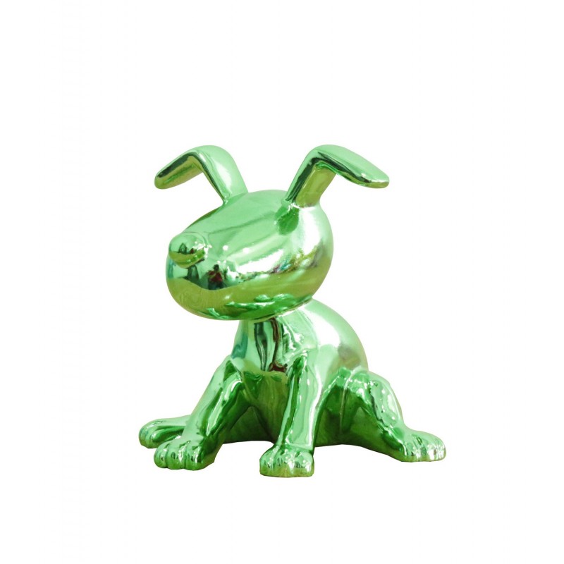 sculpture petit chien laqué vert emauraude -   GREEN DOG