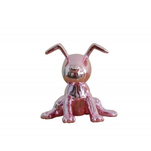 Sculpture petit chien laqué rose  - SWEET DOG