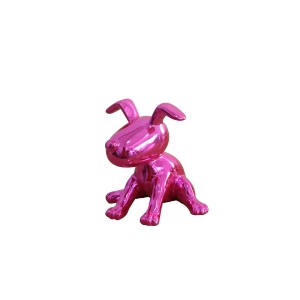 Sculpture petit chien laqué rose fushia  -  PINK DOG