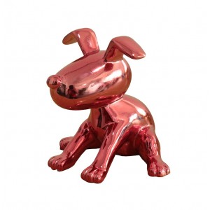Statue chien assis avec peinture rouge métallisée H12 cm - RED SNOOP