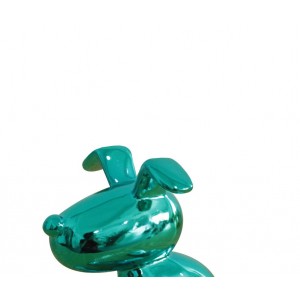 Sculpture petit chien laqué bleu vert - BLUE DOG