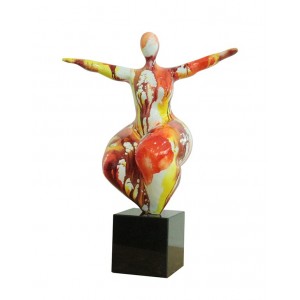 Statue femme yoga en équilibre avec tache aquarelle H56 cm - LADY AQUA