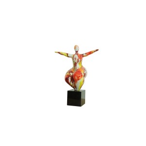 Statue femme yoga en équilibre avec tache aquarelle H56 cm - LADY AQUA