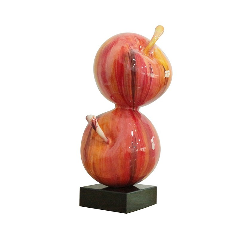 sculpture POMMES 49 cm laquée rouge acidulé  - objet décoratif design contemporain abstrait - DUO POMMES