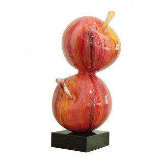 sculpture POMMES 49 cm laquée rouge acidulé  - objet décoratif design contemporain abstrait - DUO POMMES