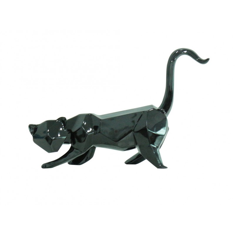 Statue chat géométrique et cubique noir L43 cm - BLACK CAT