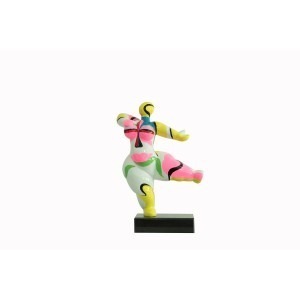 Statue femme dansant avec peinture abstraite H33 cm - LADY FACE 01
