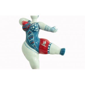 Statue femme dansant avec motifs bleu et rouge H33 cm - LADY PIRATE