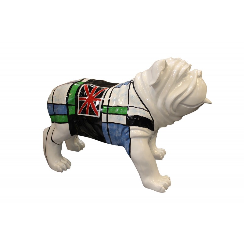 sculpture dog carreaux bleu vert et drapeau anglais - LORD DOG