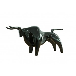 Sculpture taureau minimaliste peinture noir laqué L68 cm - TAURUS 2