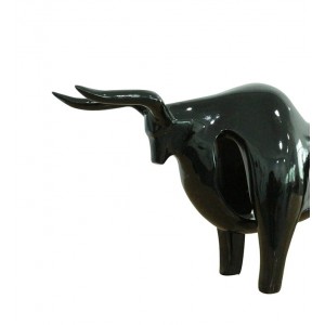 sculpture taureau noir L.68 cm - statue décorative design contemporain -BLACK TAURUS