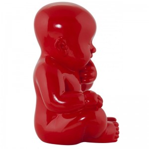 sculpture petit bouddha laquée rouge assis H.17 cm - bouddha ROUGE