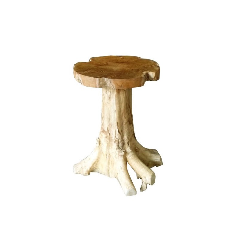 Table 55 cm en racine de teck -meuble style exotique,cosy naturel, chalet chic -TEAK CHAMPI