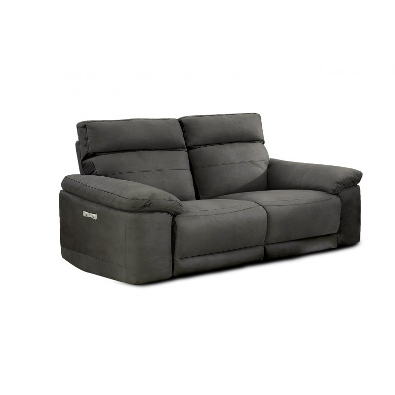 Canapé relaxation 2,5 places  GRIS ANTHRACITE - motorisé - tissu suédine doux - ultra confortable moelleux - CLARA