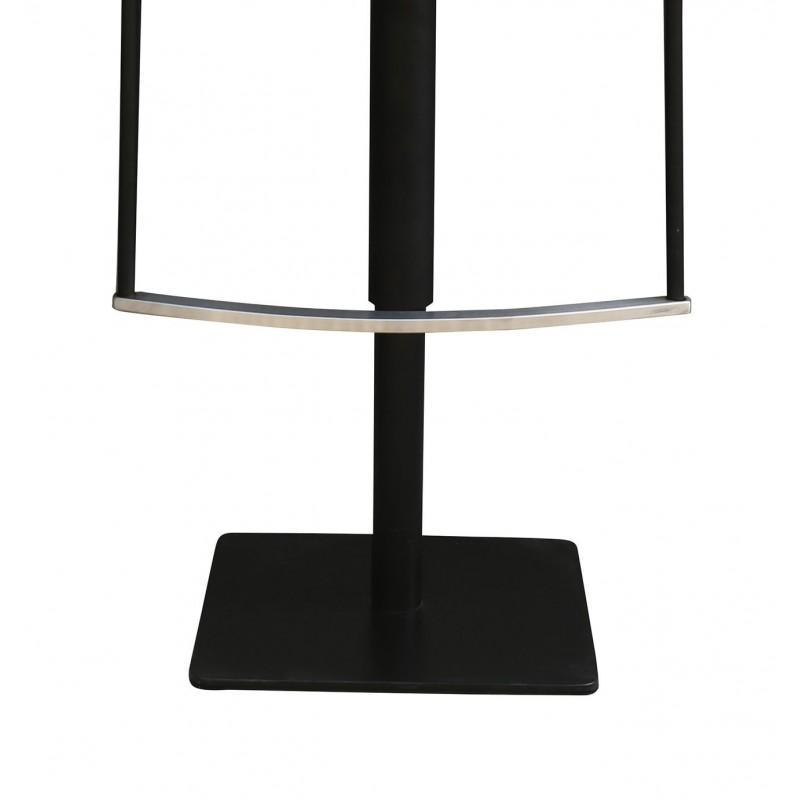 Tabouret de bar en simili gris clair avec repose-pied - YORU