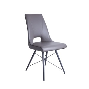 Chaise design moderne simili TAUPE - piétement design acier noir - Elégante et confortable - VOGUE