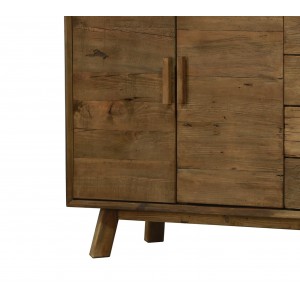Bahut buffet 4 portes et 4 tiroirs 200 cm en pin recyclé - meuble déco montagne rustique - Collection CHALET