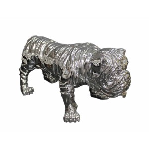 Sculpture dog décoration argentée  - objet décoratif chien en résine et peinture laquée - SILVERDOG
