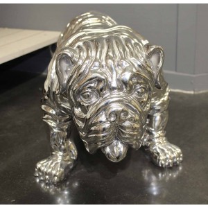 Sculpture dog décoration argentée  - objet décoratif chien en résine et peinture laquée - SILVERDOG