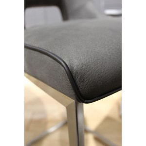 Lot 2 Tabourets de bar gris anthracite tissu toucher doux - Qualité Ultra Confort - design contemporain - RIVOLI