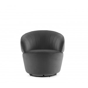 Fauteuil en tissu velours gris pivotant ultra confortable - design contemporain lounge  - COROLLA