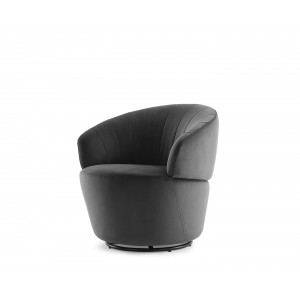 Fauteuil en tissu velours gris pivotant ultra confortable - design contemporain lounge  - COROLLA