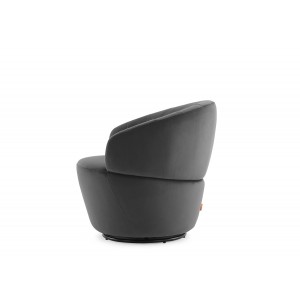 Fauteuil en tissu velours gris pivotant ultra confortable - design contemporain lounge  - COROLLA